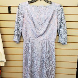 Vintage Blue Lace Dress Cherida by Irving Hadler Co.Canada 3/4 sleeves very good